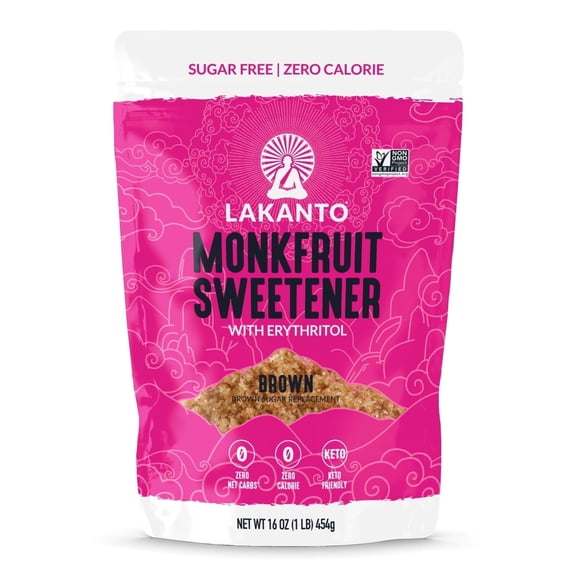 Lakanto Brown Monk Fruit Sweetener - Brown Sugar Substitute, Zero Calorie, Baking, Vegan, Keto Diet Friendly, Zero Net Carbs, Gluten Free, Sugar Replacement, Extract (Brown - 1 lb)