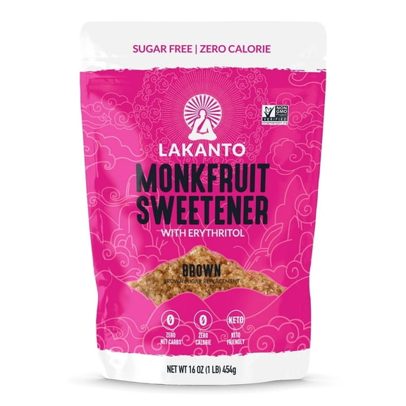 Lakanto Brown Monk Fruit Sweetener - Brown Sugar Substitute, Zero Calorie, Baking, Vegan, Keto Diet Friendly, Zero Net Carbs, Gluten Free, Sugar Replacement, Extract (Brown - 1 lb)