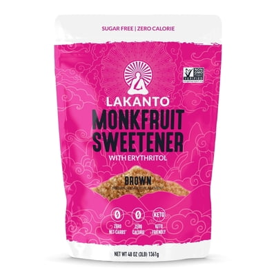 Lakanto Brown Monk Fruit Sweetener with Erythritol - Brown Sugar Substitute, Zero Calorie, Baking, Vegan, Keto Diet Friendly, Zero Net Carbs, Gluten Free, Sugar Replacement, Extract (Brown - 3 lb)
