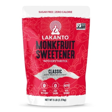 Lakanto Classic Monk Fruit Sweetener with Erythritol - White Sugar Substitute, Zero Calorie, Keto Diet Friendly, Zero Net Carbs, Baking, Extract, Sugar Replacement (Classic White - 5 lb)