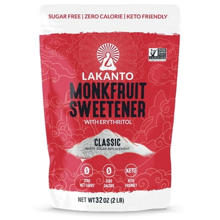 Lakanto Classic Monk Fruit Sweetener - White Sugar Substitute, 2 lbs, 1 Count