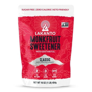 Lakanto Classic Monk Fruit Sweetener - White Sugar Substitute, Zero Calorie, Keto Diet Friendly, Zero Net Carbs, Zero Glycemic, Baking, Extract, Sugar Replacement (Classic White - 1 lb)