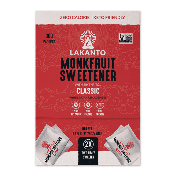 Lakanto Classic Monk Fruit Sweetener with Erythritol 2:1 Packets - 3 G x 300 Count