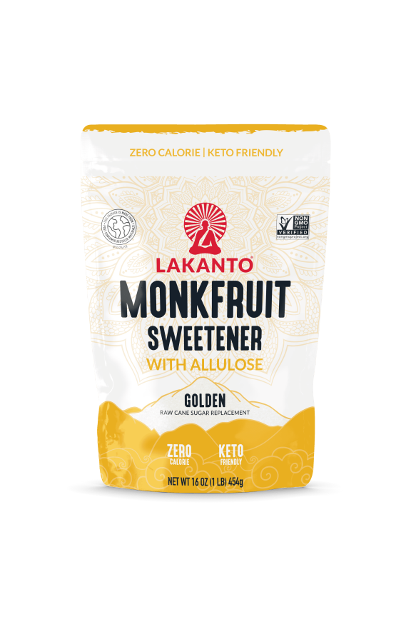 Golden Monk Fruit Sweetener with Allulose - Raw Cane Sugar Substitute, Erythritol Free, Gluten Free, Vegan, Keto Friendly, Sugar Replacement (Golden - 1 lb - Pack of 1)