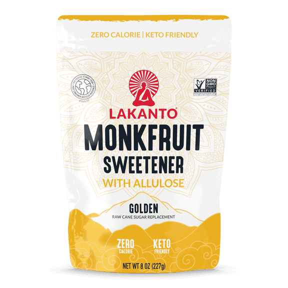Lakanto Golden Monk Fruit Sweetener with Allulose - Raw Cane Sugar Substitute, Erythritol Free, Gluten Free, Vegan, Keto Friendly, Sugar Replacement (Golden - 8 oz - Pack of 1)