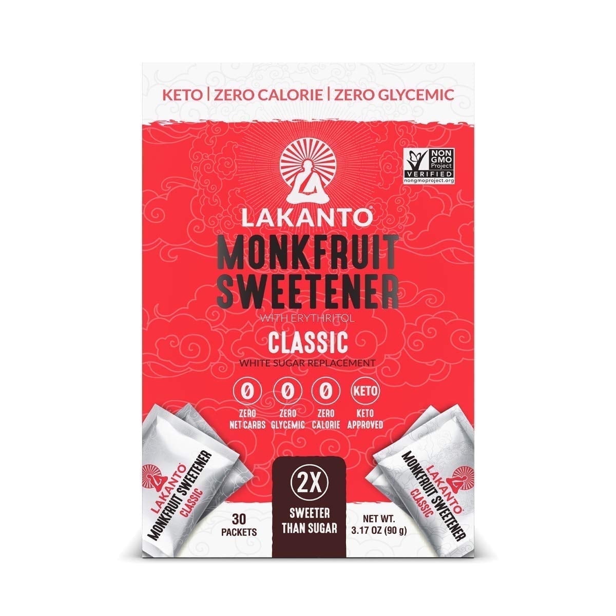 Lakanto Monkfruit Sweetener With Erythritol Classic 3.17 oz Pack of 4
