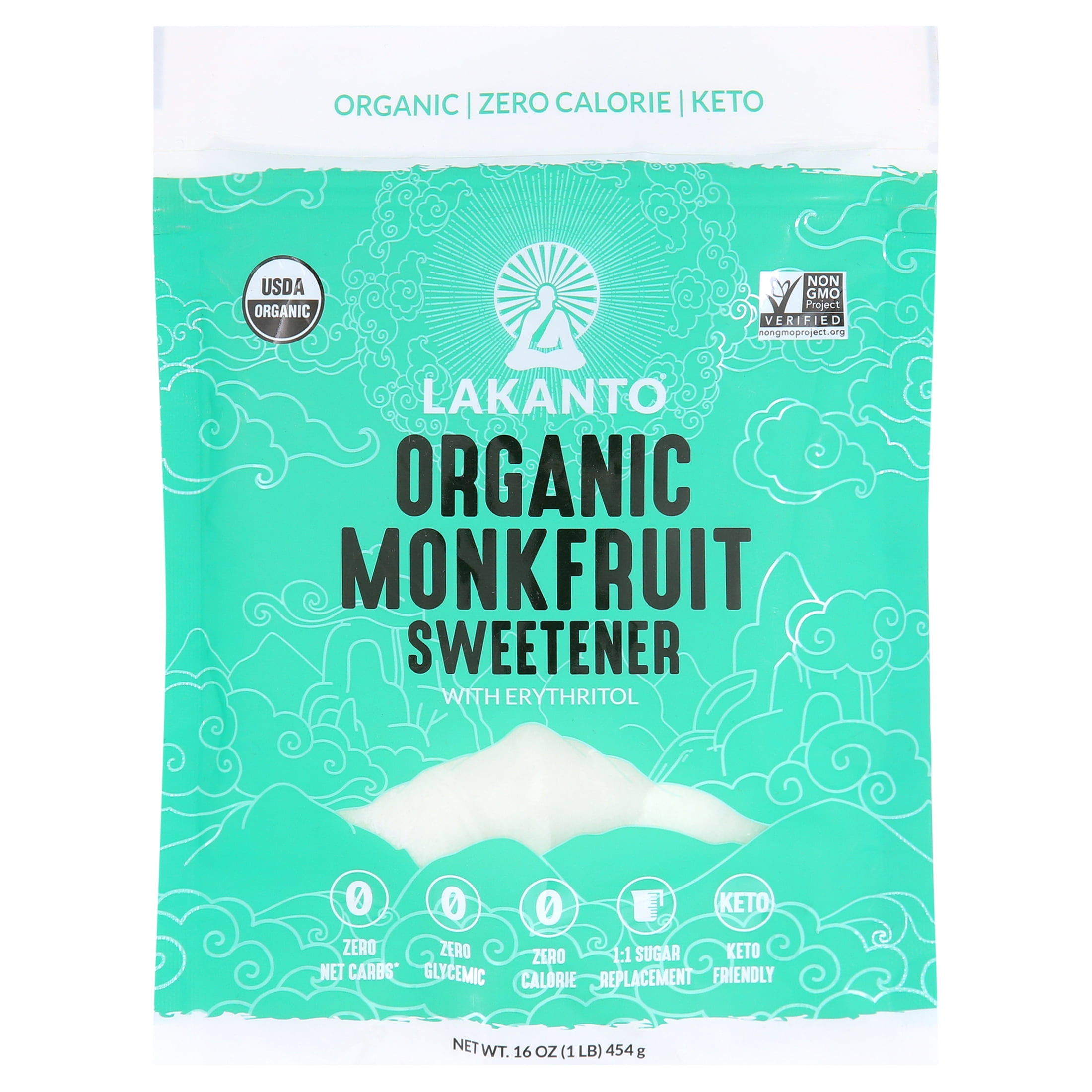 Lakanto Organic Monk Fruit Sweetener White Sugar Substitute, Zero