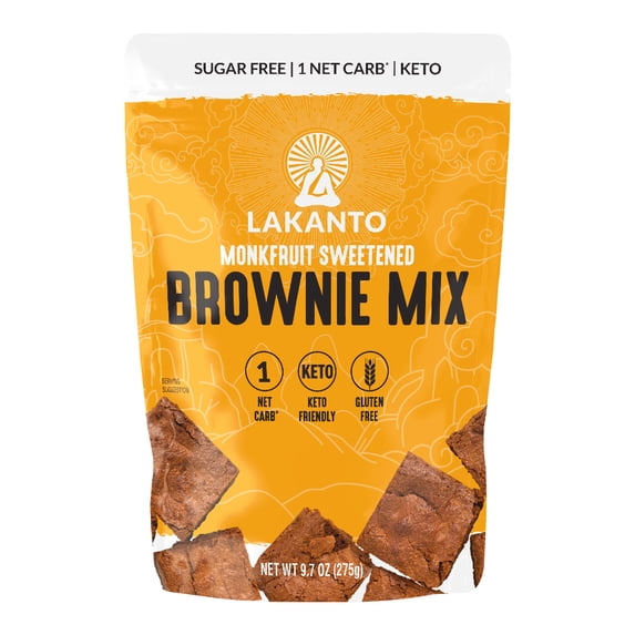 Lakanto Sugar Free Brownie Mix - Sweetened with Monk Fruit Sweetener, Keto Diet Friendly, Dutched Cocoa, High in Fiber, 3g Net Carbs, Gluten Free, Easy to Make (Pack of 1)