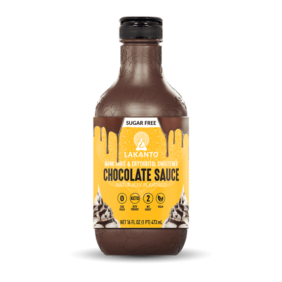 Lakanto Sugar Free Chocolate Sauce - Perfect for Toppings, Ice Cream, Brownies, Milk (16 Fl Oz)
