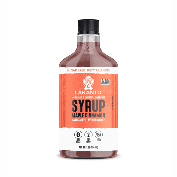 Lakanto Sugar-Free Cinnamon Maple Syrup, Monk Fruit, Vegan, 13 fl oz