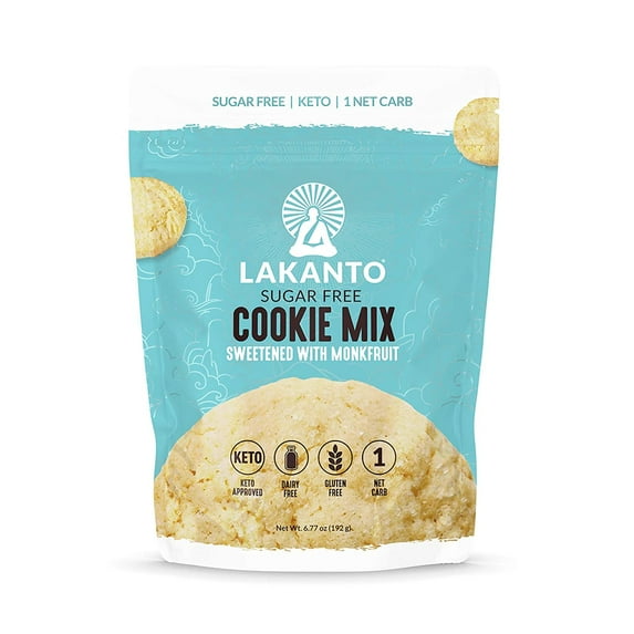 Lakanto Sugar Free Cookie Mix - Monkfruit Sweetener, 1g Net Carb, Gluten Free, Dairy Free, Keto Diet Friendly, Delicious Snack, Almond Flour, Baking Mix (12 Cookies)
