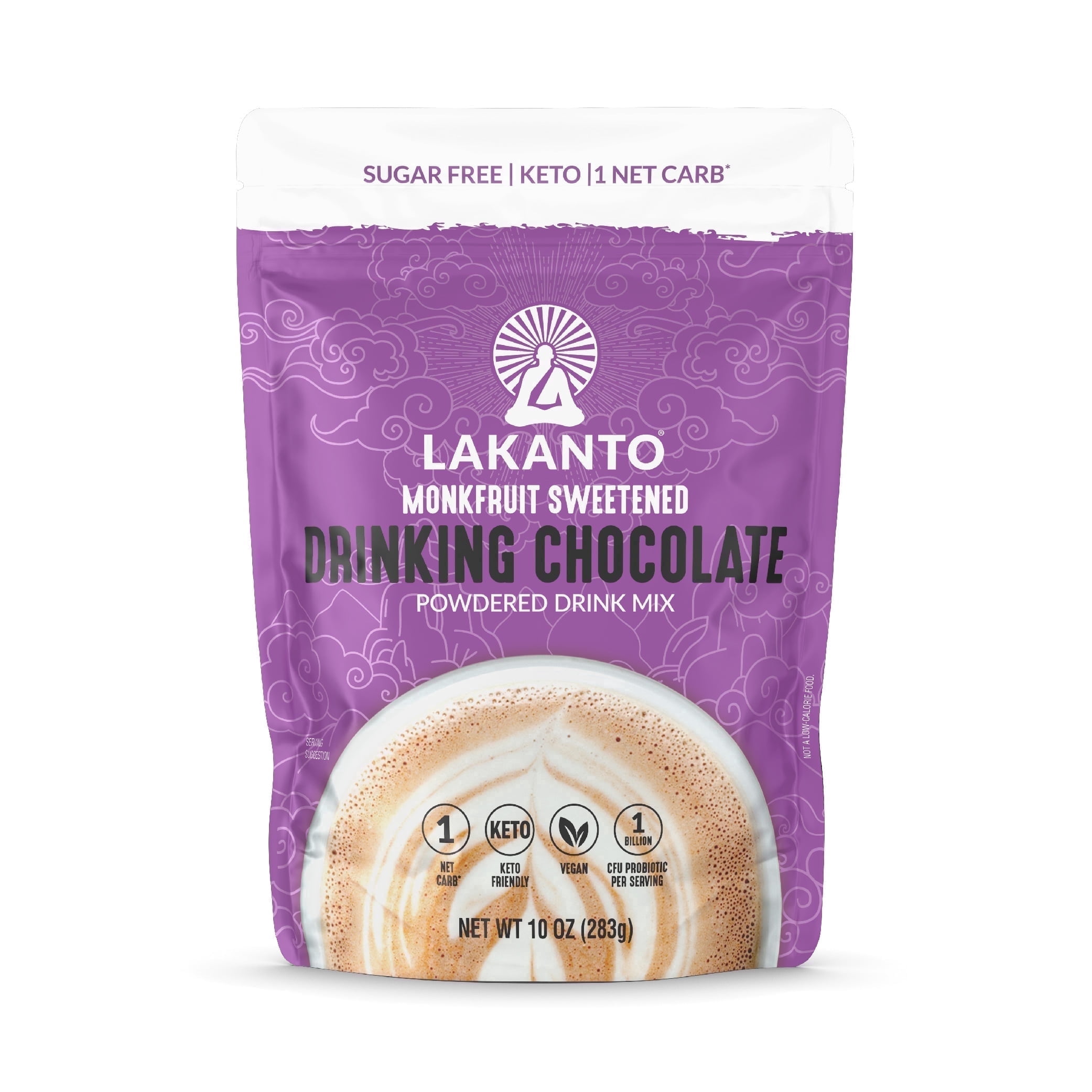 Lakanto Sugar Free Drinking Chocolate Mix - Cold or Hot Cocoa Powder with Shelf Stable Probiotics, Monk Fruit Sweetened, Keto Friendly, Vegan, Dutch Cocoa (10 oz Pouch)