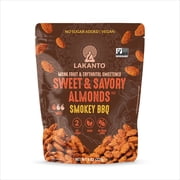 Lakanto Sweet and Savory Smokey BBQ Almonds - On the Go Snack, Smoky Barbecue Seasoning, Gluten Free, Protein, Crunchy Roasted, Monk Fruit, Resealable Bag 8 oz