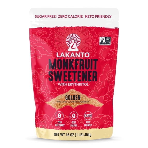 Lakanto Monk Fruit Sweetener - 1:1 Raw Cane Sugar Substitute, Zero Calorie, Keto Diet Friendly, Zero Net Carbs, Zero Glycemic, Baking, Extract, Sugar Replacement (Golden - 1 lb)