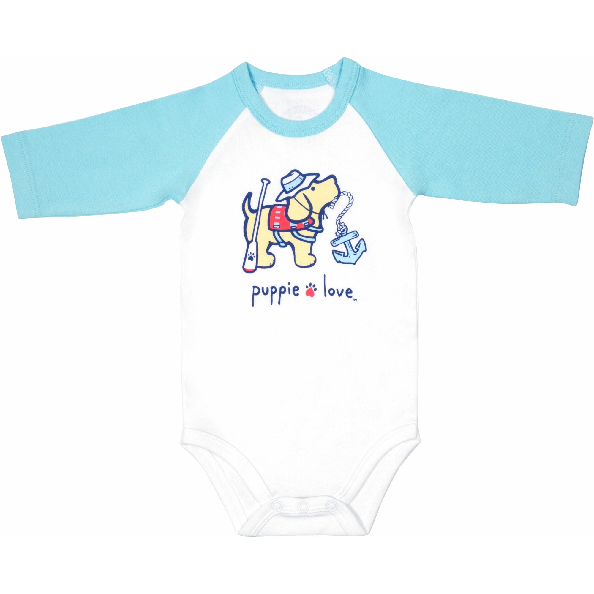 Lake - 12-24 Months 3/4 Length Blue Sleeve Onesie