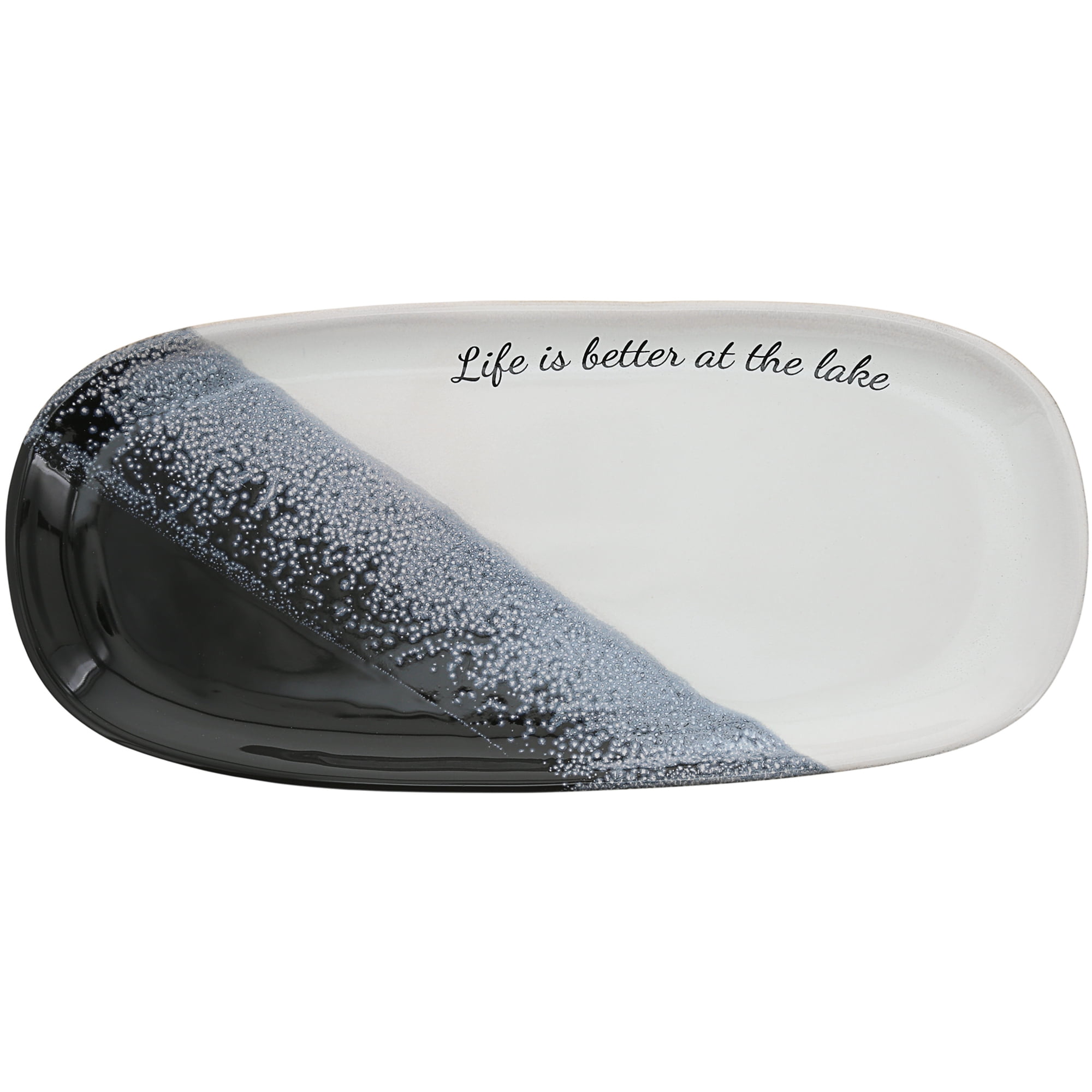 Lake Life 12.5" Tri-Colored Stoneware Serving Tray