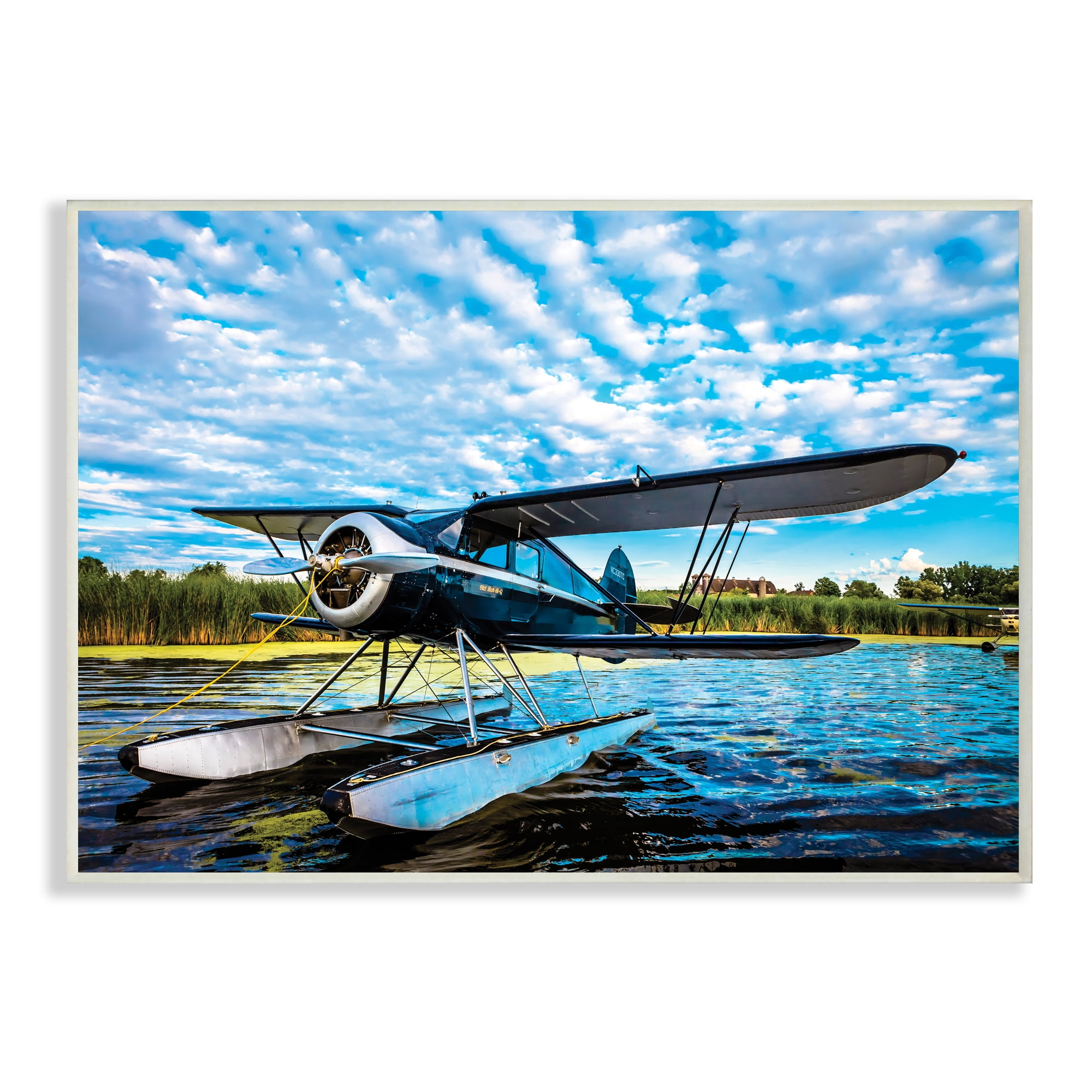 Stupell Industries Sea Plane on Wooded Lakefront Cloudy Sky,10 x 15,Designed by John Slemp