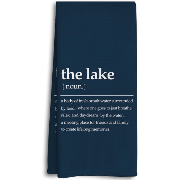 Lake Accessories Kitchen Towels, Lake House Gifts, Navy Blue Kitchen Dish Towels, The Lakehouse Bathroom Towels, LakeDecor for The , LakeThemed Gifts (Dark Blue)