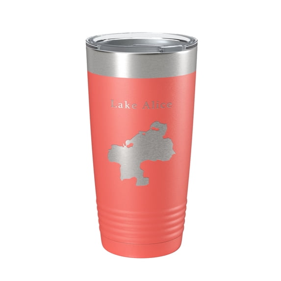 Lake Alice Map Tumbler Travel Mug Insulated Laser Engraved Coffee Cup Florida 20 oz Coral