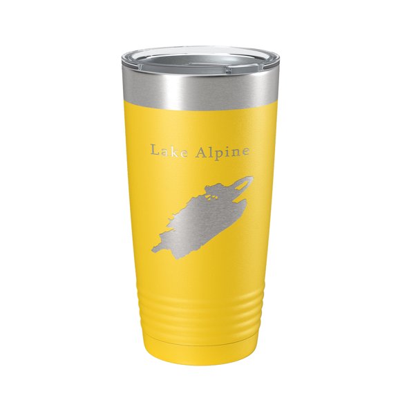 Lake Alpine Map Tumbler Travel Mug Insulated Laser Engraved Coffee Cup California 20 oz Yellow