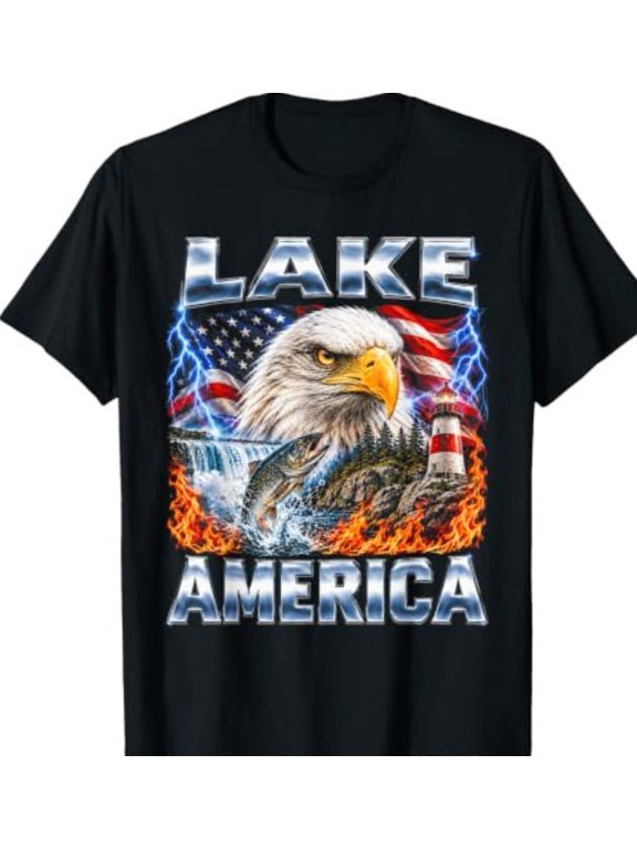 Lake America Bald Eagle Flag T-Shirt