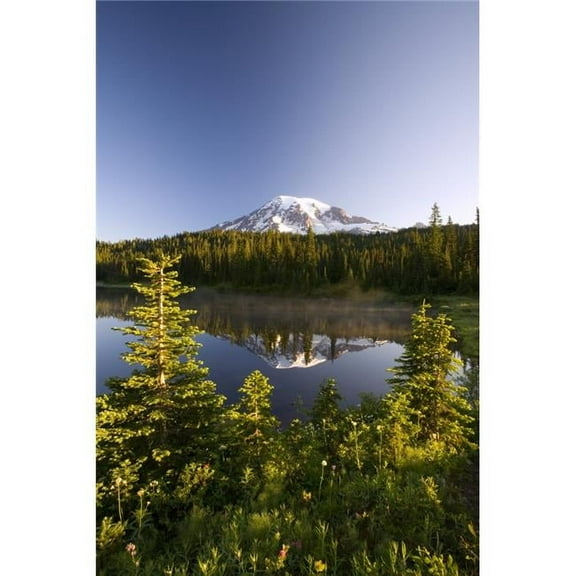 Lake And Mount Rainier Mount Rainier National Park Washington State Usa Poster Print