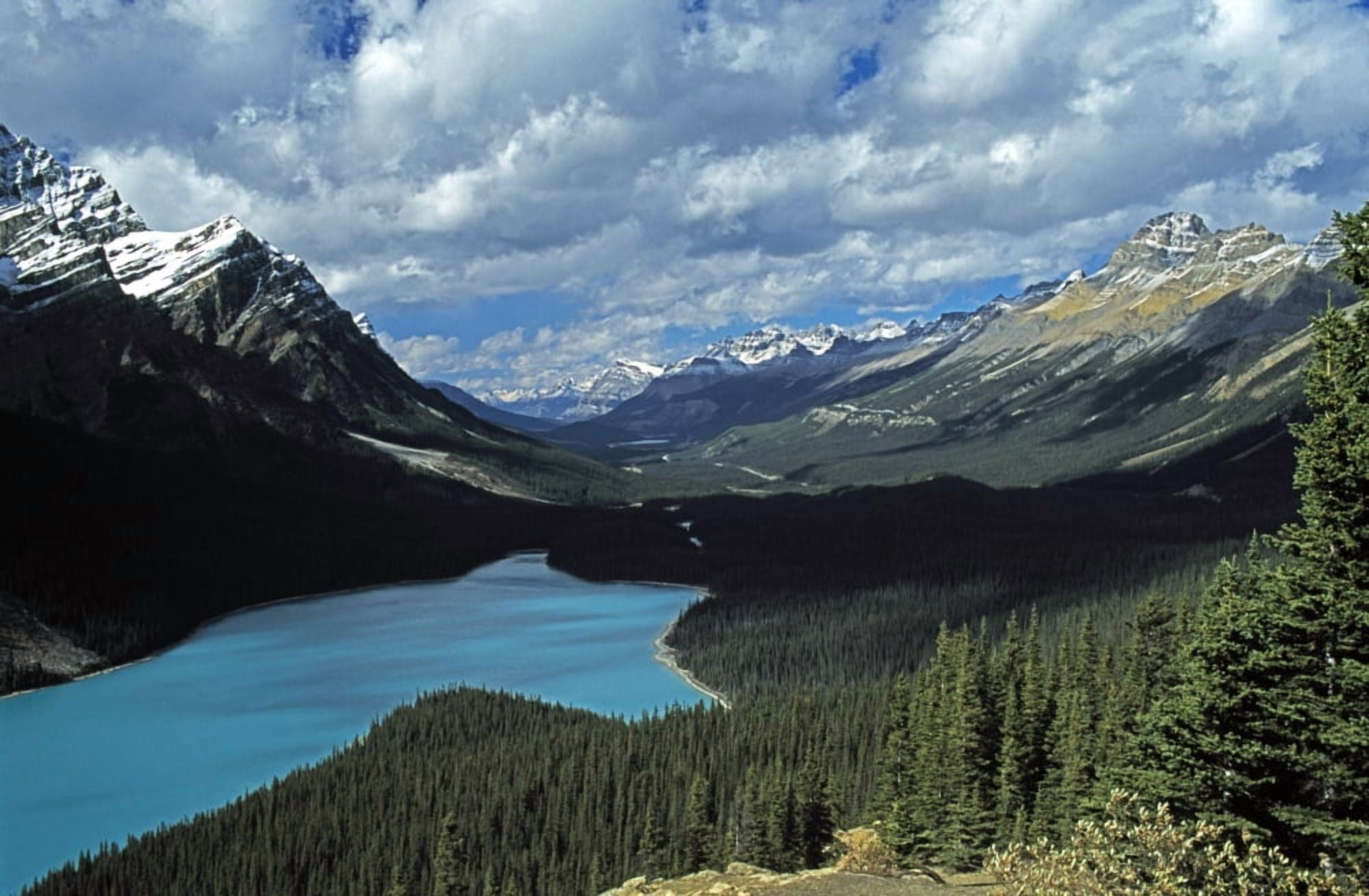 Lake And Mountains In The Canadian Rockies Canvas Art - John Doornkamp Design Pics (36 x 22)