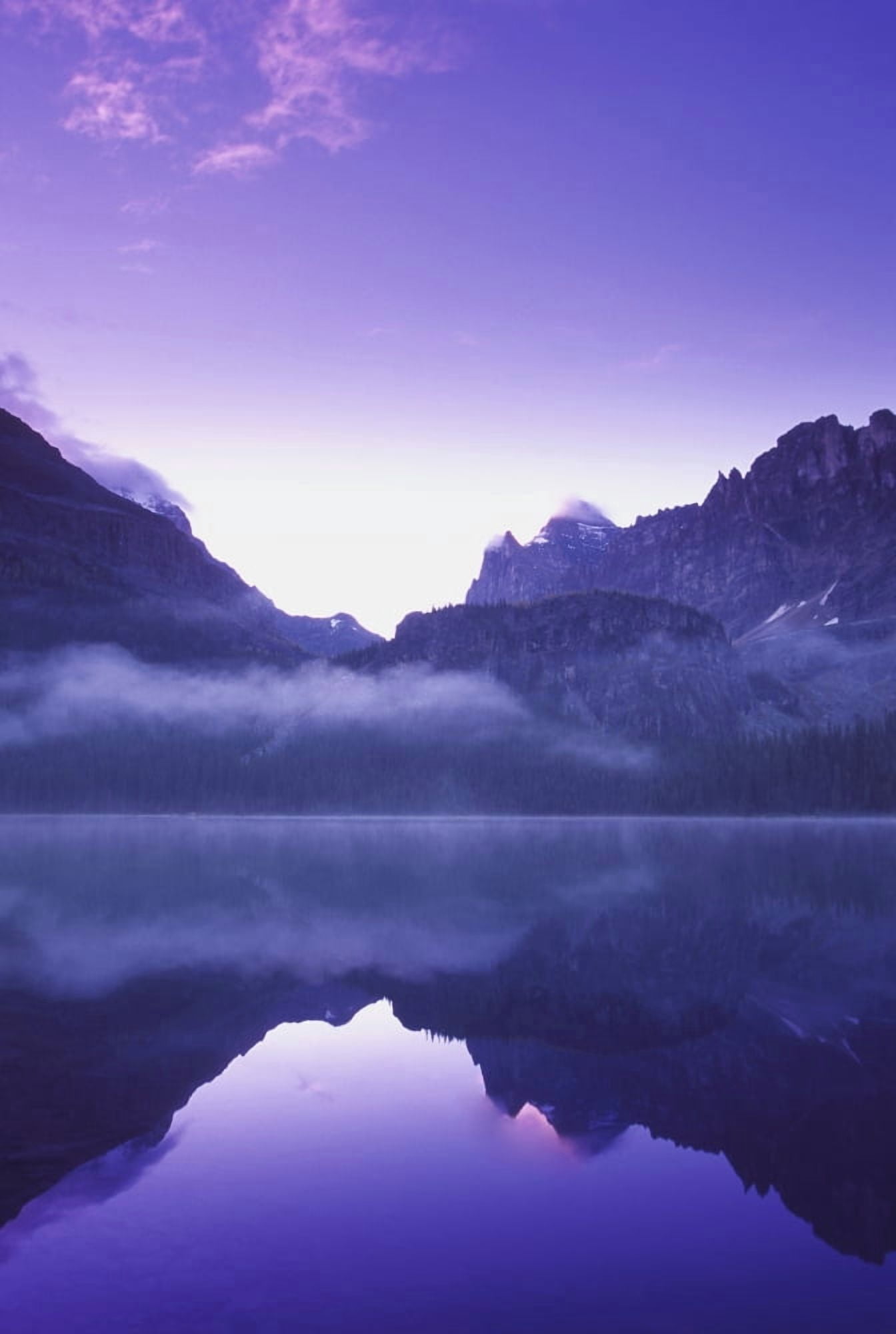 Lake And Scenic Mountains Canvas Art - Carson Ganci Design Pics (22 x 34)