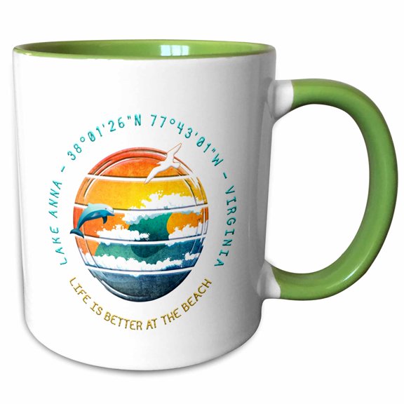 3drose, Lake Anna, Louisa, Spotsylvania, Orange Counties, Virginia Gift, 11oz Two-tone Green Mug