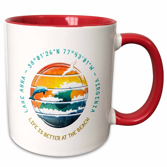 3drose, Lake Anna, Louisa, Spotsylvania, Orange Counties, Virginia Gift, 11oz Two-tone Red Mug