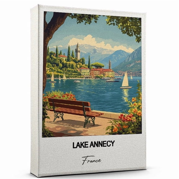 Lake Annecy Canvas Wall Art  Travel-Inspired Home Decor Featuring France Art Canvas  Unique Gift for Travel Canvas  Ready to Hang