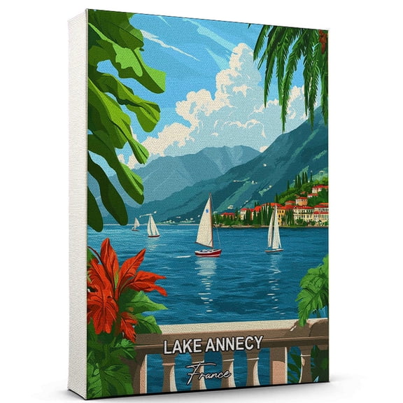 Lake Annecy Travel Canvas Wall Art  France Canvas  Travel-Inspired Scene That Brings Peace, Color, and Culture Into Your Space