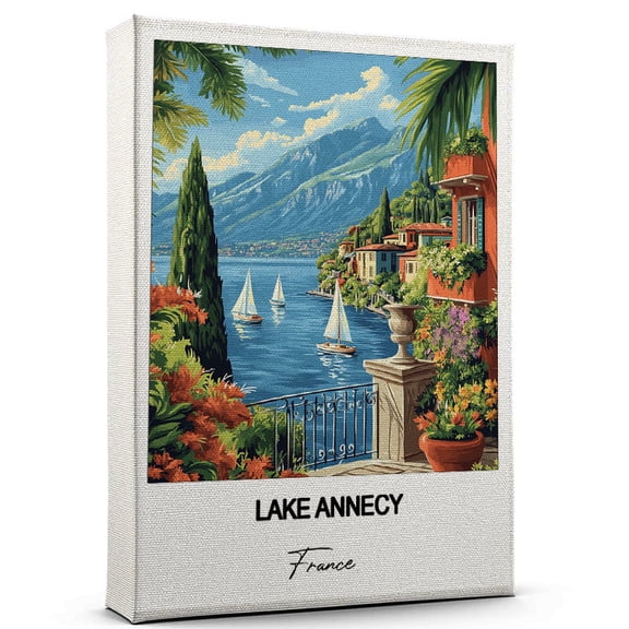 Lake Annecy Travel Decorative Art Canvas  France Canvas  Colorful Travel Wall Decor for Any Room  Makes a Thoughtful Gift