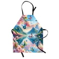 thumbnail image 1 of Lake Apron, Flying Spring Butterflies and Blooming Cherry Blossoms Mountain Reflections, Unisex Kitchen Bib with Adjustable Neck for Cooking Gardening, Adult Size, Pink Sky Blue Green, by Ambesonne, 1 of 4
