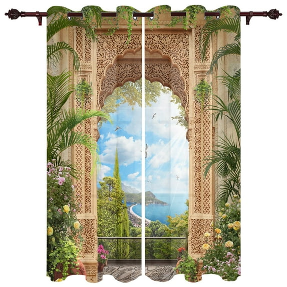High Quality Home Curtains Greece Building Garden Living Room Bedroom Kitchen Hotel Decoration Translucent Window Curtai