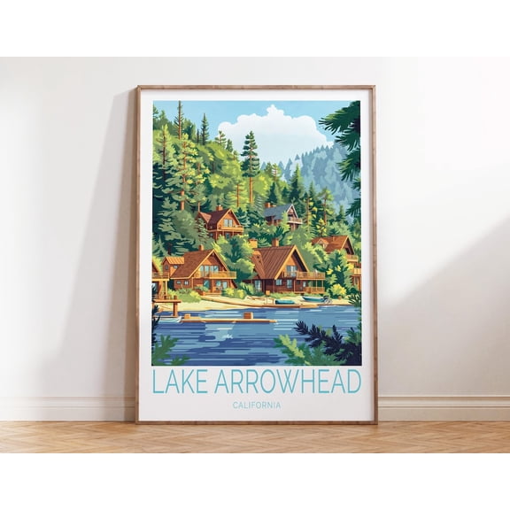 Lake Arrowhead California Birthday Wedding Travel Wall Art, Unframed Paper Print Size 8x12