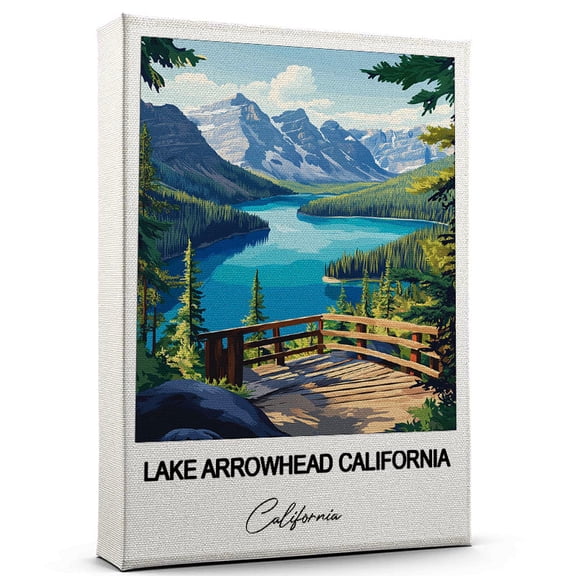 Lake Arrowhead California Travel Canvas Wall Art Beautiful Travel Decor for Bedroom, Office California Canvas Print Serene and Scenic Wall Decor Gift for Travel Lovers