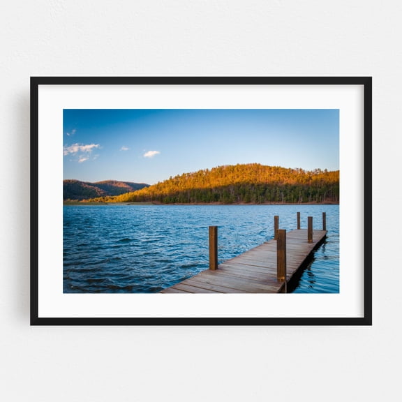Lake Arrowhead - Luray Virginia Photography Lake Landscape Nature Scenic Autumn Water Black Framed Wall Art Print 5 x 7 inches