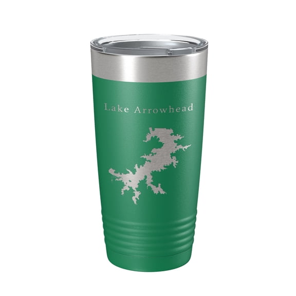 Lake Arrowhead Map Tumbler Travel Mug Insulated Laser Engraved Coffee Cup Texas 20 oz Green