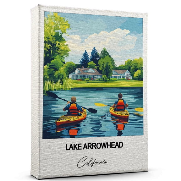 Lake Arrowhead Travel Decorative Art Canvas California Canvas Colorful Travel Wall Decor for Any Room Makes a Thoughtful Gift