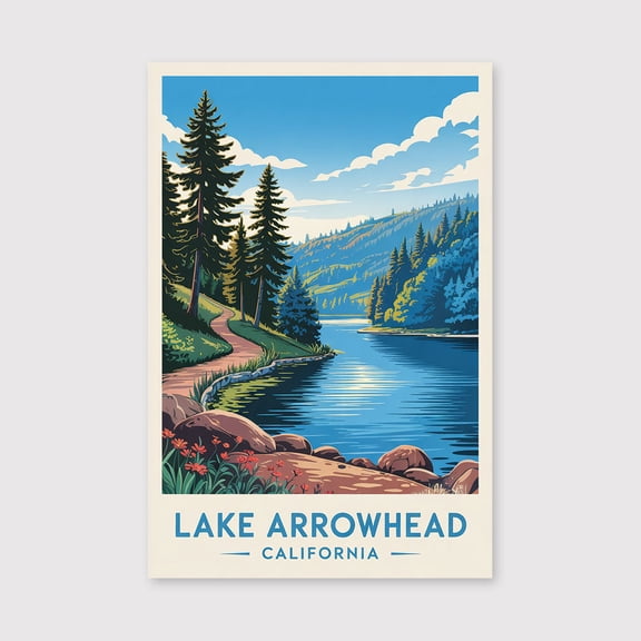 Lake Arrowhead Travel Print Canvas Wall Art, Lake Arrowhead Wall Hanging Home decor Lake Arrowhead Canvas Art, California Art Canvas-1WN159