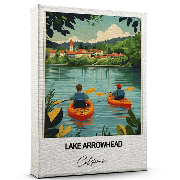 Lake Arrowhead Travel Print on Canvas  California Canvas  Great for Travel Enthusiasts, Perfect for Home & Office Decor