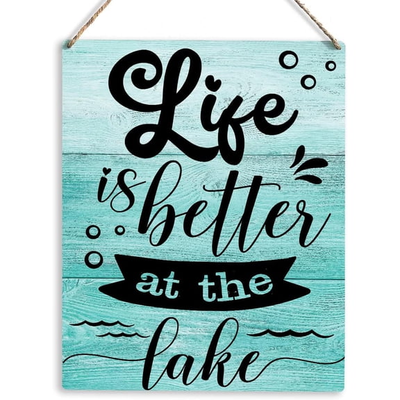 Lake Artwork Wood Sign Rustic Farmhouse Style Lake Theme Wooden Sign Hanging Plaque 8x10 Inch Summer Home Outdoor Decor for Presents2