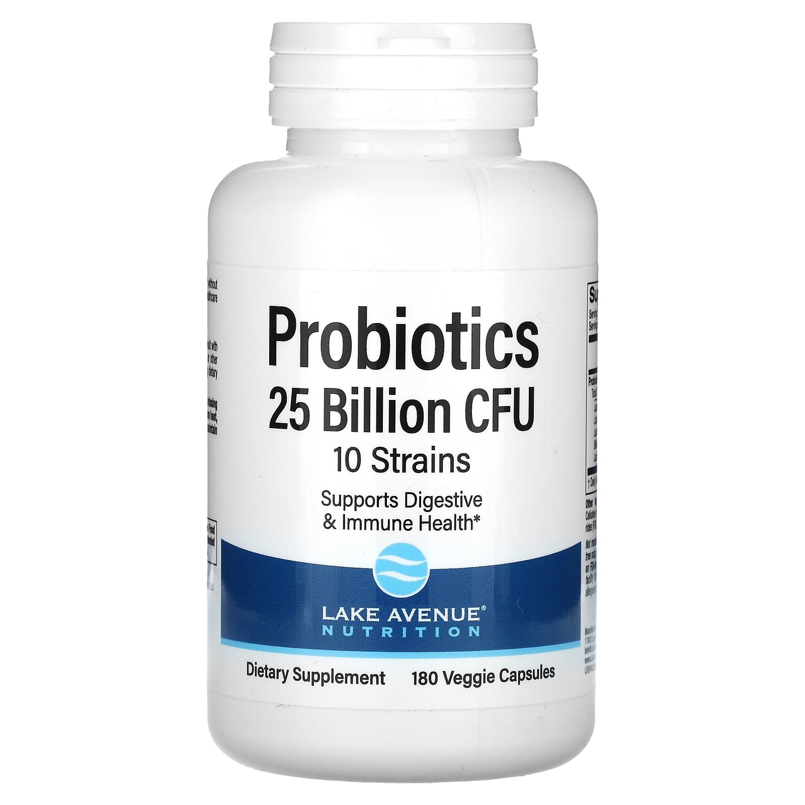 Lake Avenue Nutrition Probiotics, 10 Strain Blend, 25 Billion CFU, 180 Veggie Capsules