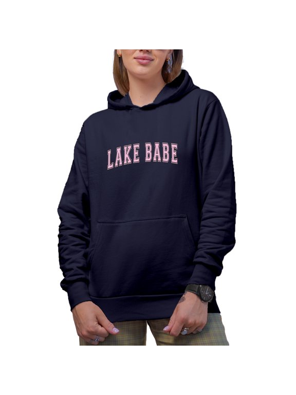 Lake Babe Merch Gift, Navy Blue Hooded Sweatshirt or Hoodie, Large