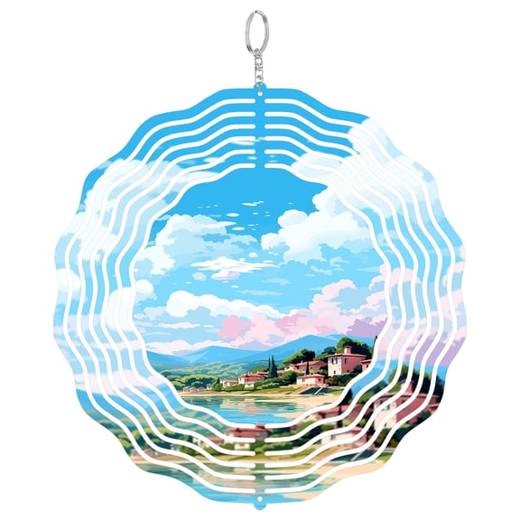 Lake Banyoles Catalonia 3D Wind Spinner Kinetic Hanging Art Outdoor Garden Decor Spanish Rowing Lake Gift