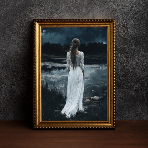 The Lake Baroque Wall Art Goth Moody Dark Academia Decor Renaissance Art Dark Moody Antique Art Dark Decor Aesthetic Dark Cottagecore Version One, Unframed Paper Print