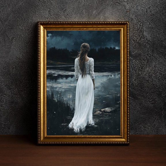 The Lake,Baroque Wall Art,Goth Moody Dark Academia Decor,Renaissance Art Posters,Dark Moody Antique Art,Dark Decor Aesthetic,Dark Cottagecore, 1, 24x36 UNFRAMED
