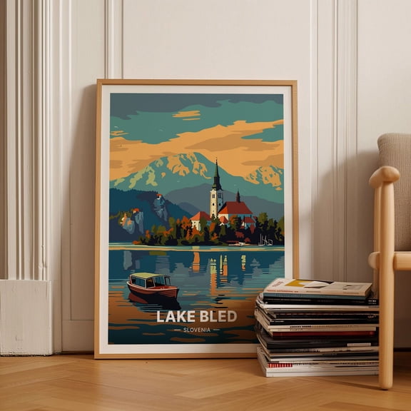 Lake Bled Slovenia Travel Poster, Scenic Wall Art, Home & Office Decor, Unique Gift For Travelers Wall Art, Modern Wall Decor, 8x12 UNFRAMED