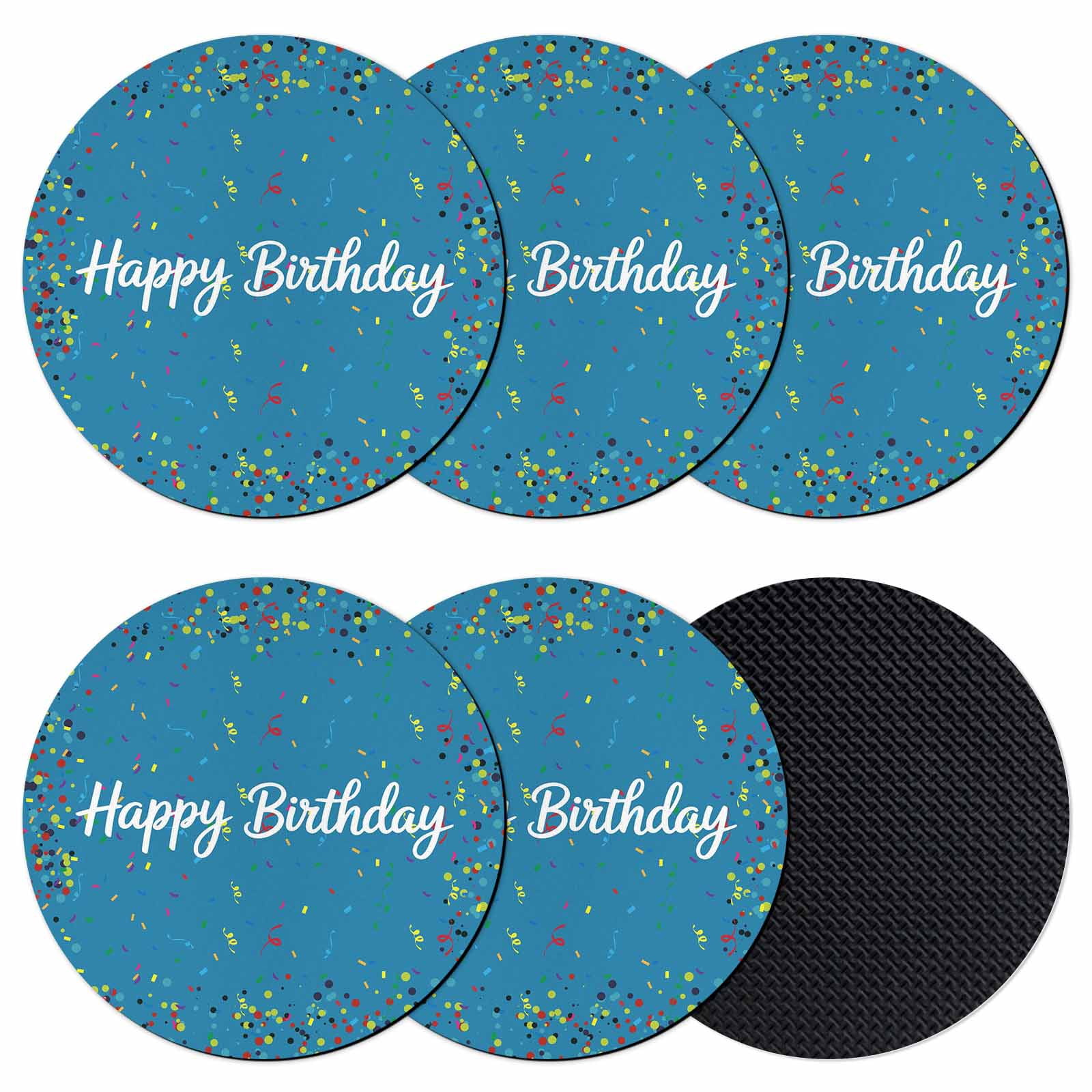 Lake Blue Birthday Coasters Set of 6, Absorbent Coasters for Drinks ...